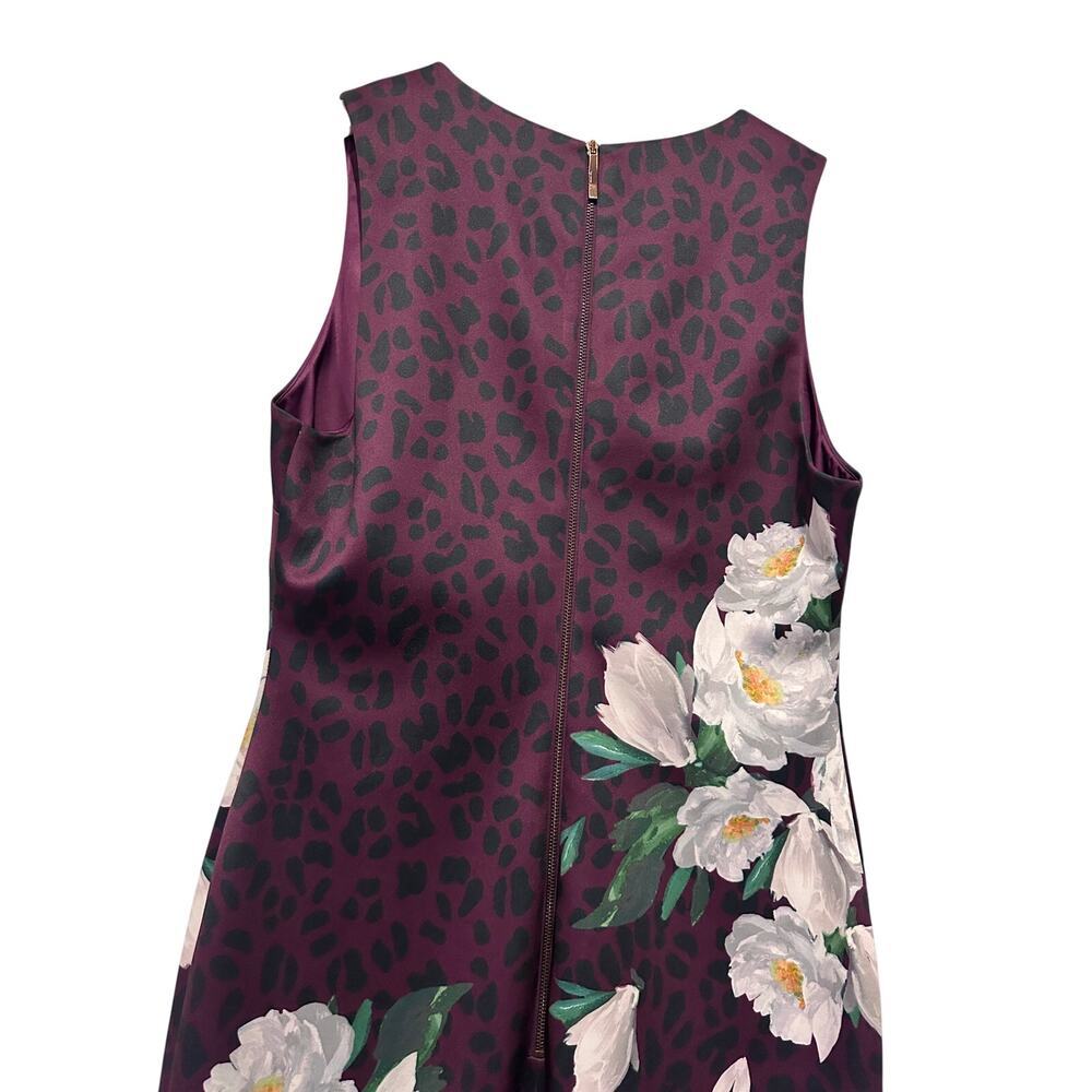 Ted Baker Purple Work V Neck Floral Size 3 8 US Knee Length Animal Office Dress - Picture 13 of 15